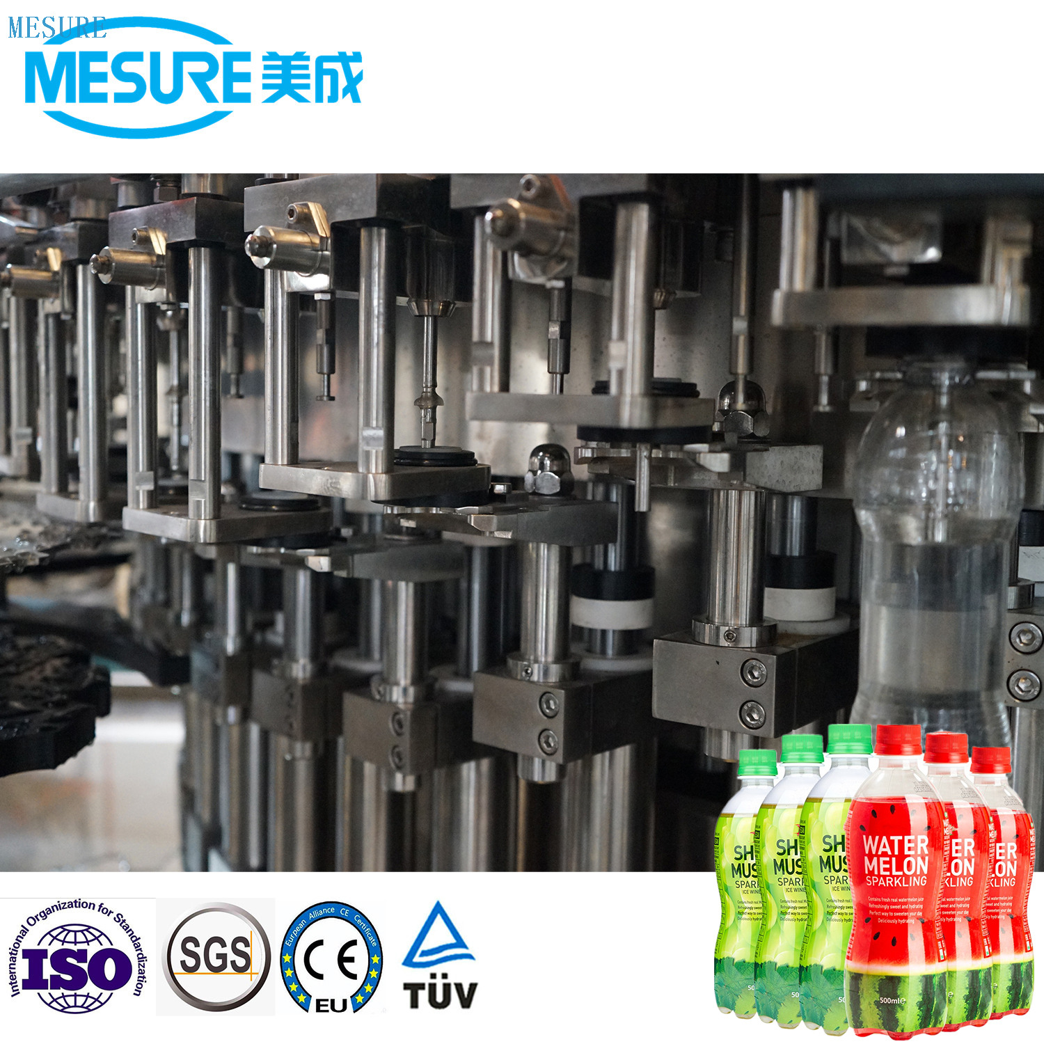 1500bph Pet Şişesi Alkolsüz İçecek Köpüklü Su Doldurma Makinesi 