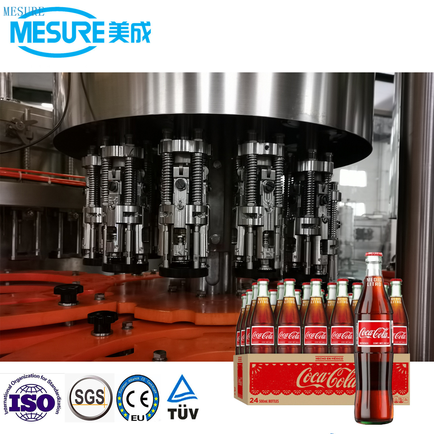 Verimli Cam Şişe Köprü Gazlı İçecek Doldurma Hattı Makineleri