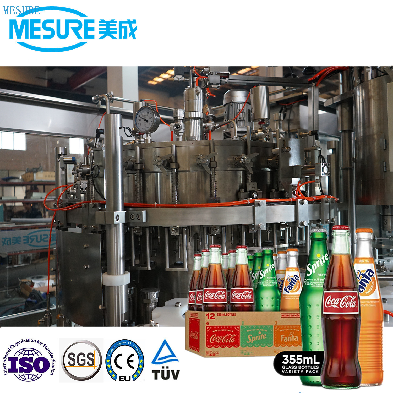 Durulamalı doldurma kapağı ile yüksek hızlı karbonatlı içecek şişeleme hattı 