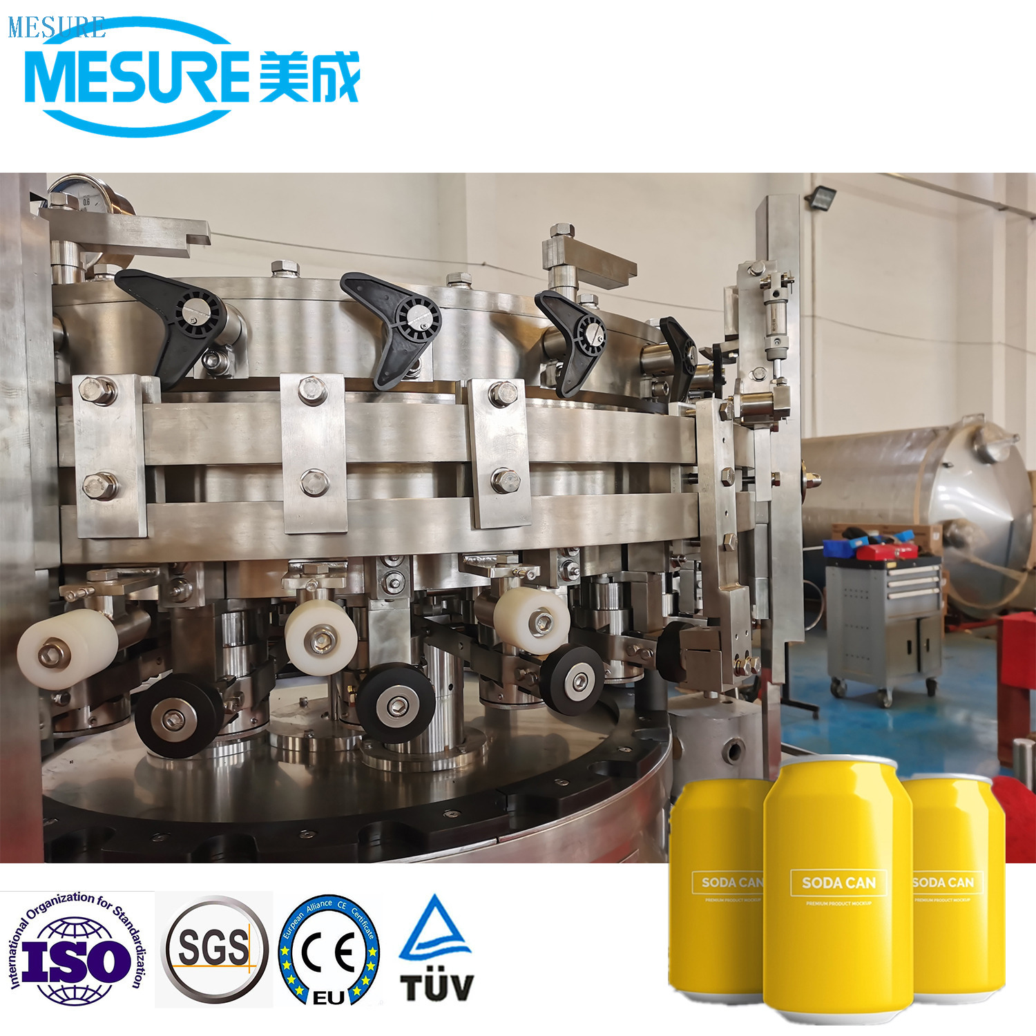 Kompakt gazlı küçük işletmeler için doldurma hattı, ayarlanabilir kurulum