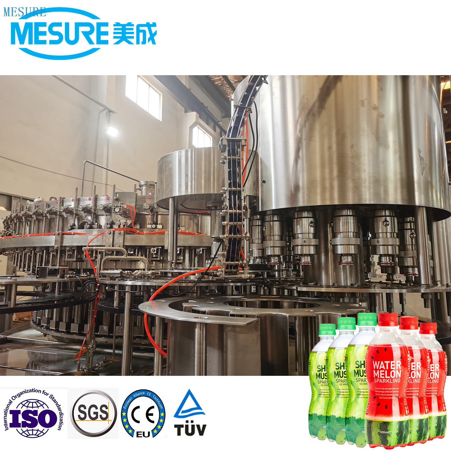 24000bph yüksek hızlı evcil şişe karbonatlı alkolsüz içecek şişe dolgu makinesi