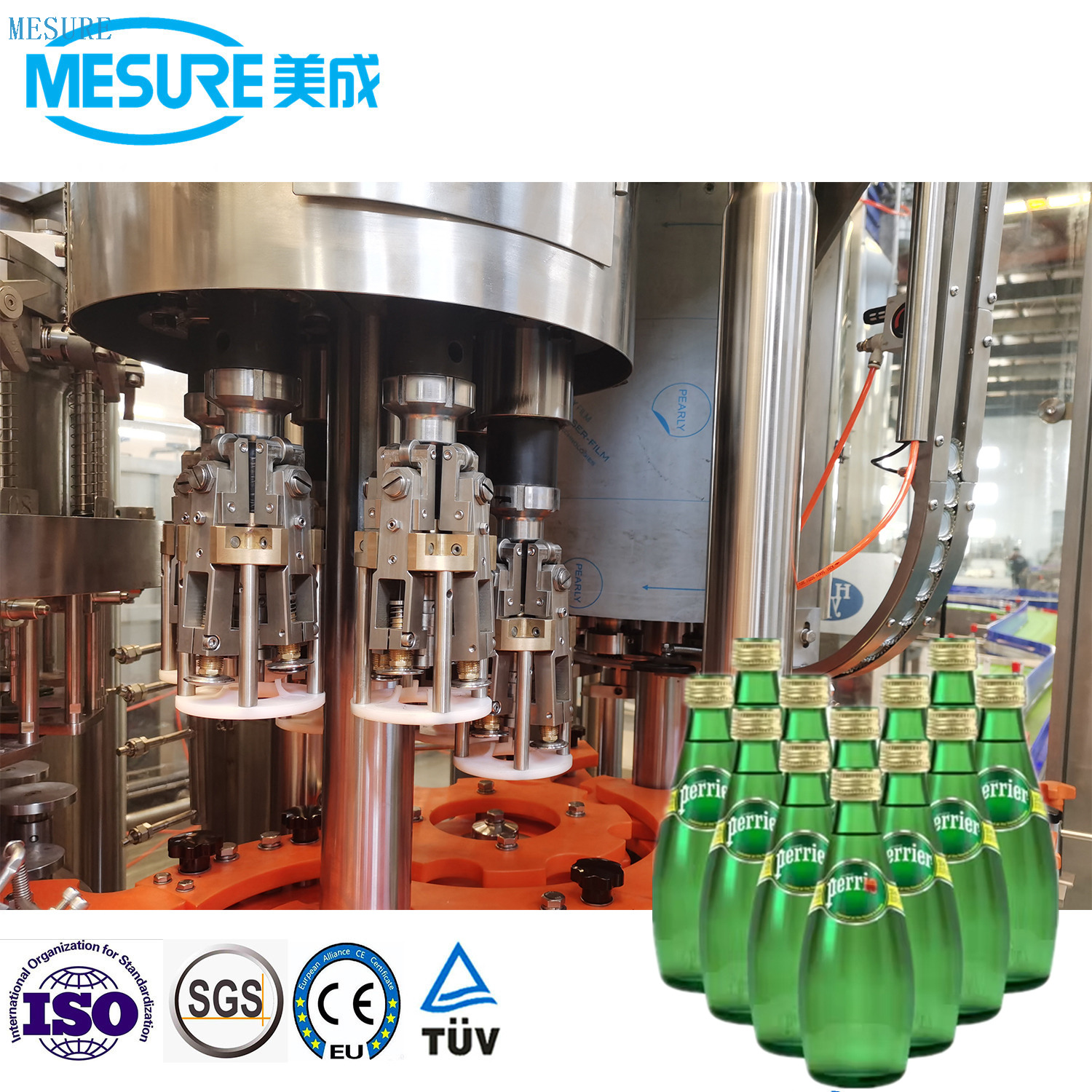 Verimli cam şişe karbonatlı içecek doldurma makinesi