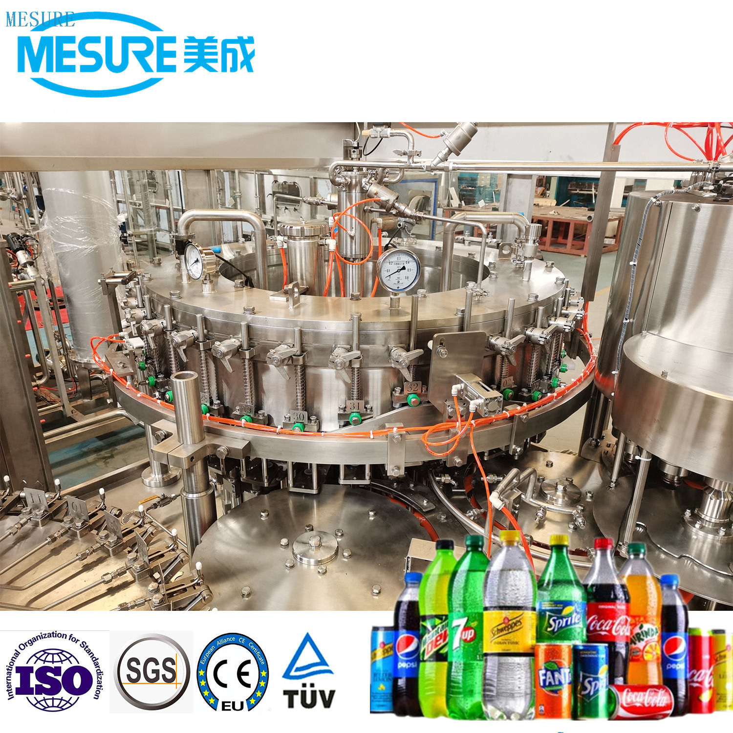 Yüksek hızlı 12000bph karbonatlı içecek şişeleme mono blok doldurma makinesi üretim hattı