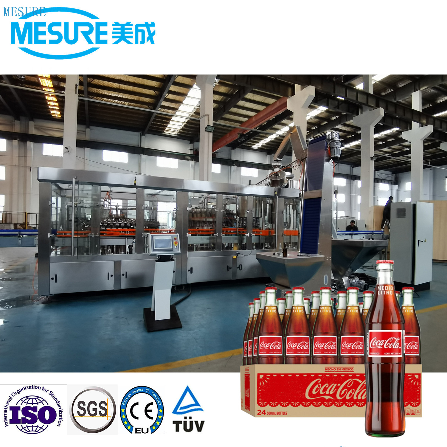 Verimli Cam Şişe Köprü Gazlı İçecek Doldurma Hattı Makineleri