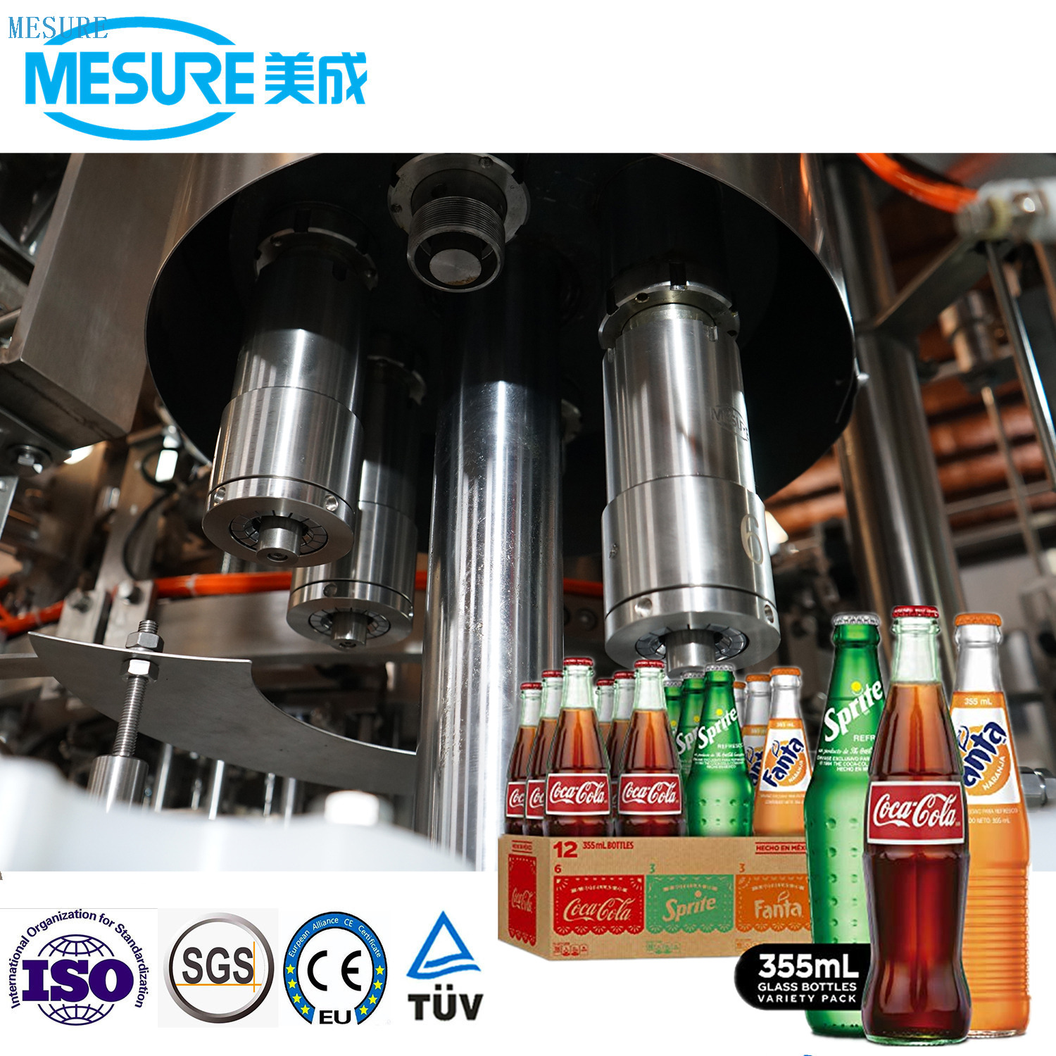 Durulamalı doldurma kapağı ile yüksek hızlı karbonatlı içecek şişeleme hattı 
