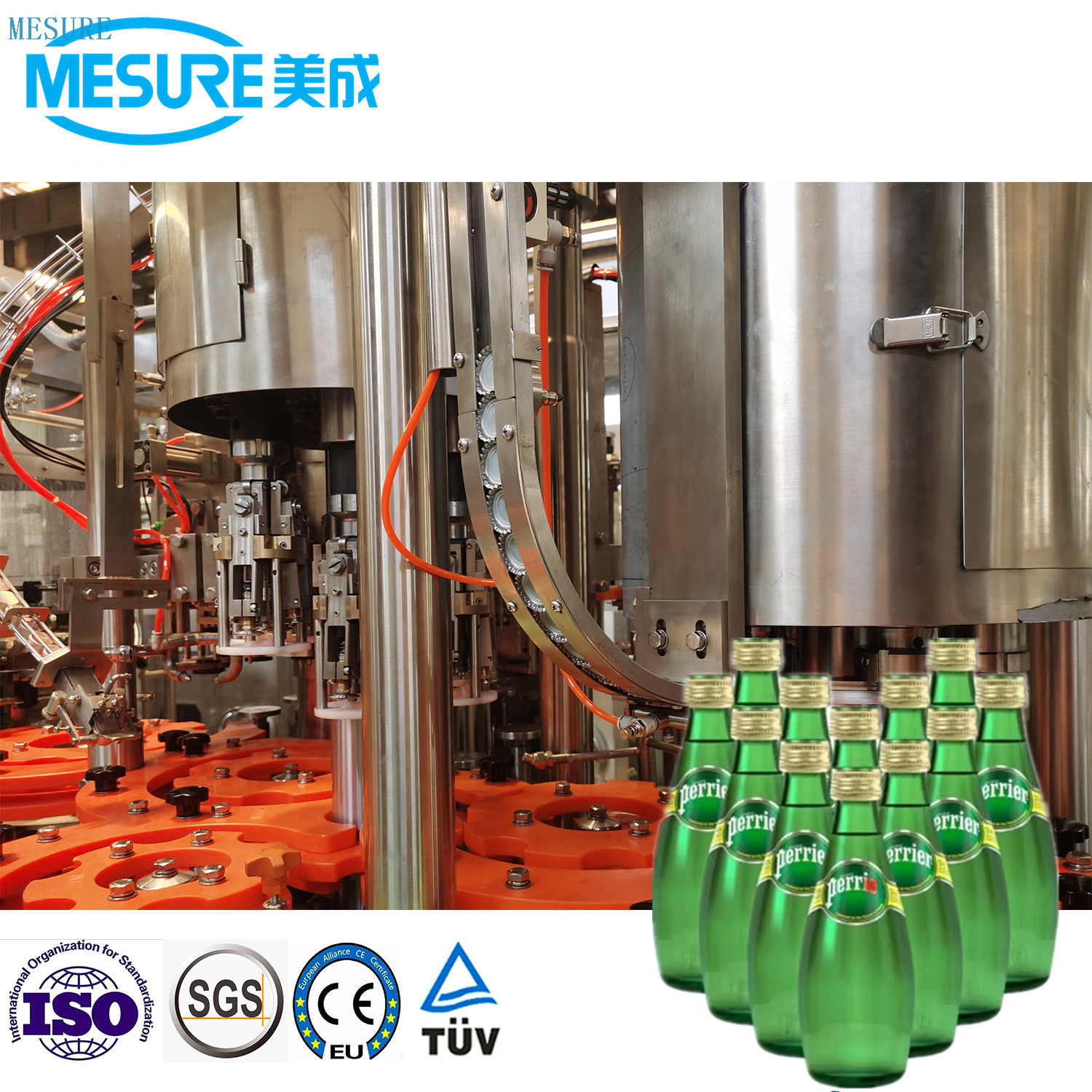 Verimli cam şişe karbonatlı içecek doldurma makinesi