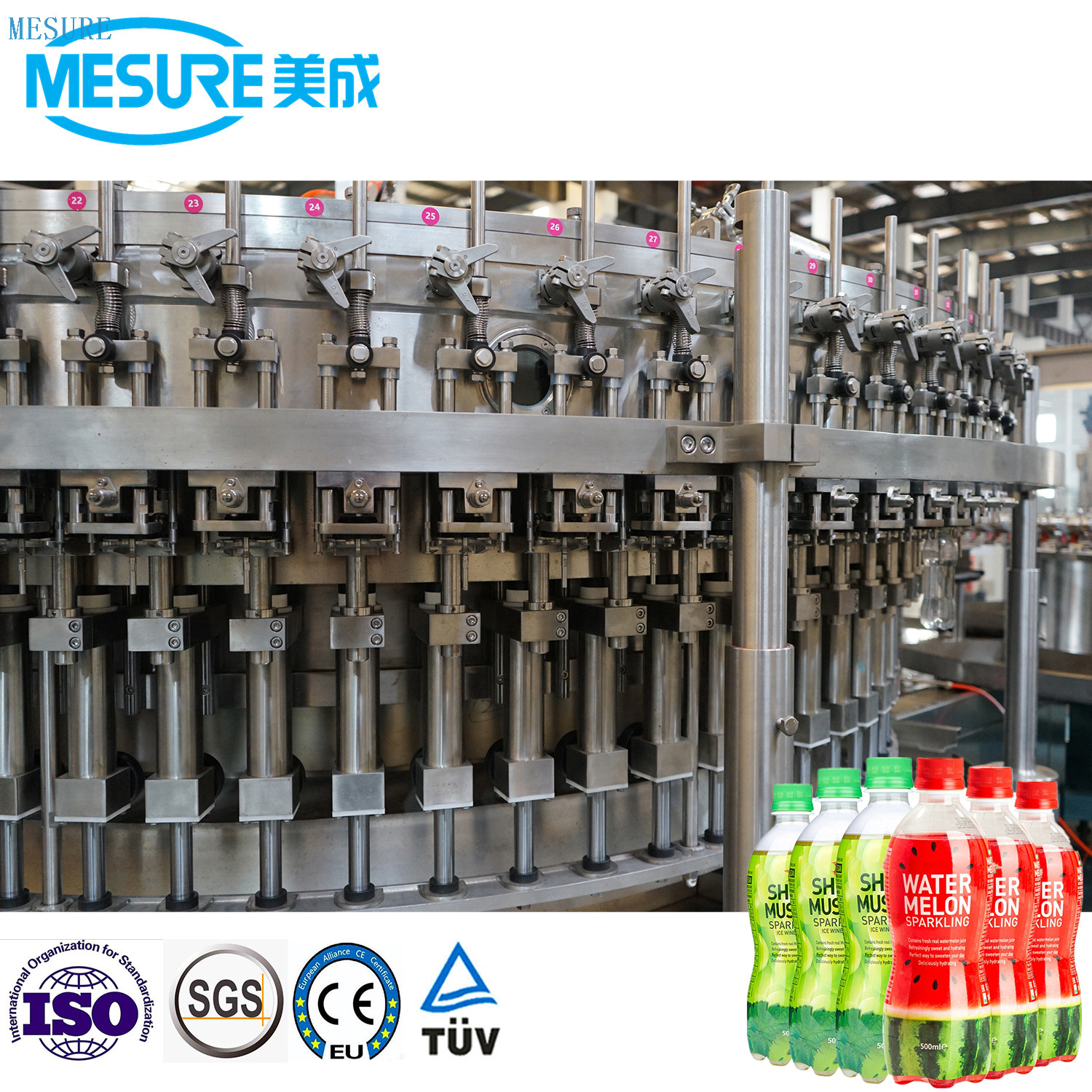 24000bph yüksek hızlı evcil şişe karbonatlı alkolsüz içecek şişe dolgu makinesi