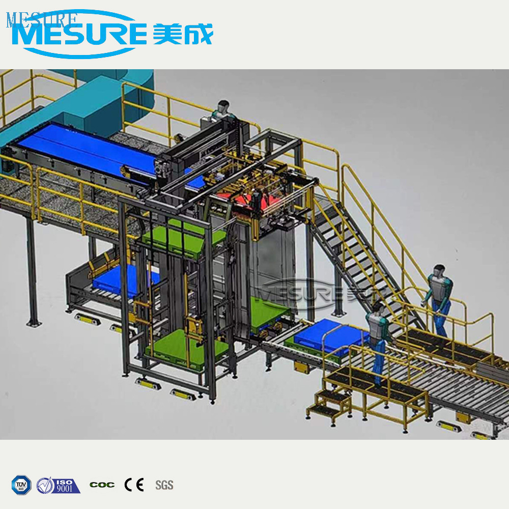 Otomatik Sütun Tipi Robot Gantry Karton Kutusu Pack 5 Galon Cam Şişe Varlık Yıkımı Yüksek Düşük Konum Depalletleyici Palletizör Sistem Makinesi Ekipmanları